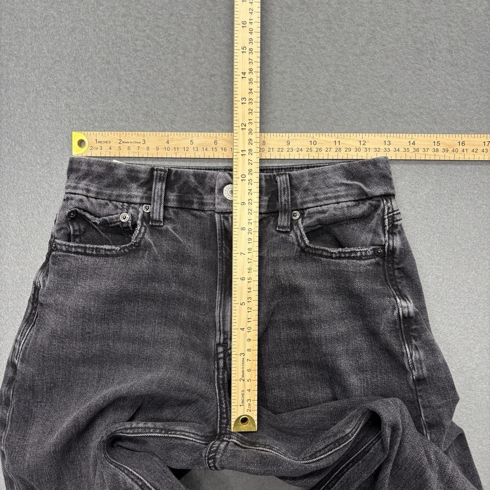 American Eagle Jeans Womens 2 Curvy Baggy Wide Leg Super High Rise Black Denim - Picture 5 of 13